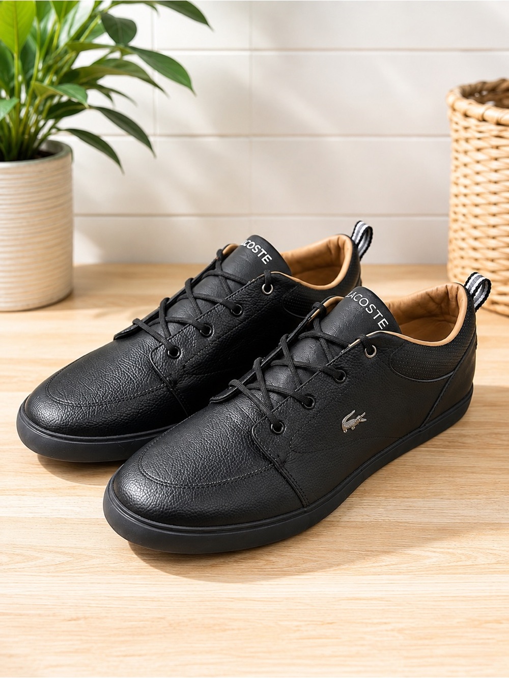 Lacoste Bayliss Leather Sneakers Black Men’s 13 NWT old money #9 - Picture 1 of 12